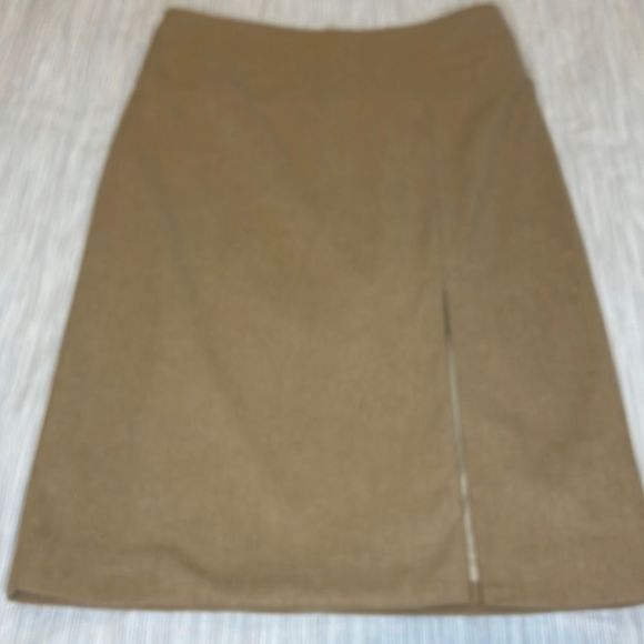 BANANA REPUBLIC FACTORY STORE camel color pencil wool blend skirt w/side… - Picture 1 of 7